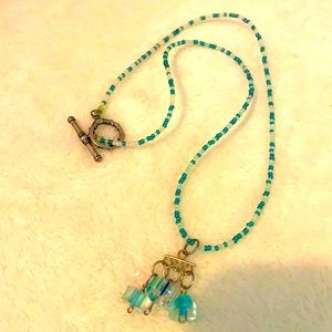 Aquamarine color necklace, approx 19 in
